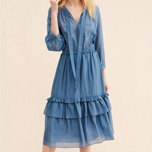 Elegant Blue Ruffle Dress